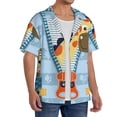 thumbnail image 2 of Goofa Giraffe Come Out From Zipper Printed Men's Casual Short-sleeved Shirt,Lightweight Breathable Button-down,Summer Casual men's top,Versatile Fashion shirt-Medium, 2 of 7