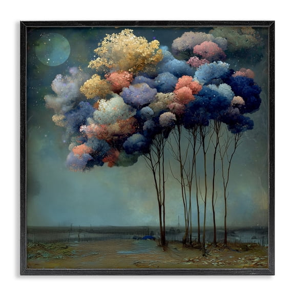 Stupell Industries Dreamy Sky Trees Surrealism Black Framed Giclee Art, design by Annabelle Hall