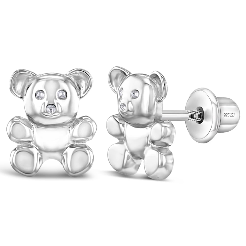 Teddy Bear Earrings Sterling Silver Polished Teddy Bear Earrings Sterling Silver Polished