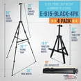 thumbnail image 2 of U.S. Art Supply - Pack of 4 - 66 Inch Sturdy Black Aluminum Tripod Artist Field and Display Easel Stand - Adjustable Height 20\" to 5.5 Feet, Holds 32" Canvas, 2 of 6