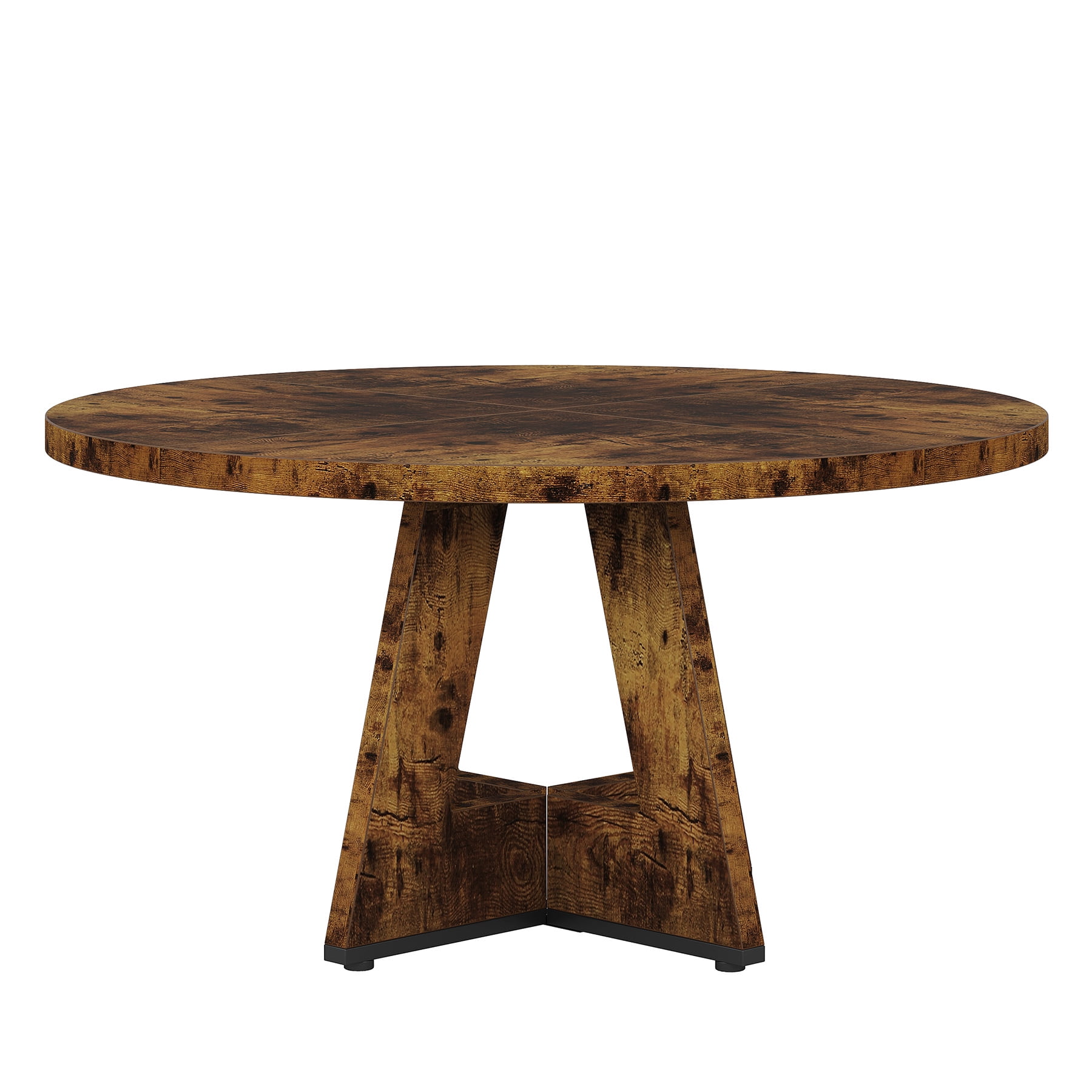 Fnova 47" Round Dining Table for 4 People, Modern Farmhouse Wooden Kitchen Table, Walnut (Chairs Not Included)