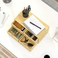 thumbnail image 2 of Bamboo Desk Organizer with Drawers - Small Desktop Countertop Mini Tabletop Storage Container - No Assembly Required, 2 of 12
