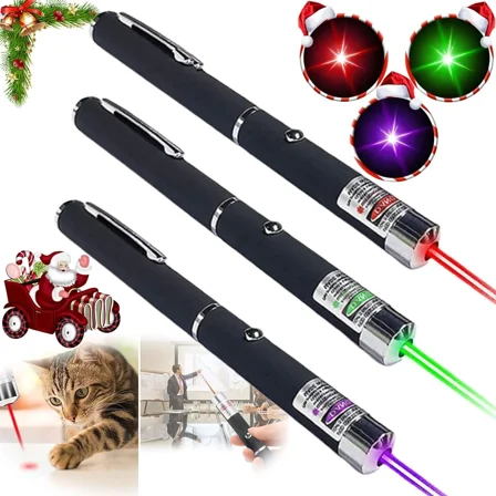 3 Pcs Laser Pen Pointer For Cat Toy Interactive Teaching Green Red Violet Light
