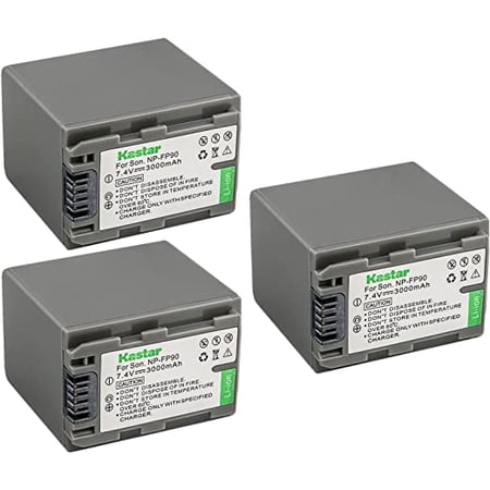 Kastar 3-Pack Battery NP-FP90 / NP-FP91Replacement for Sony DCR-SR50 DCR-SR60 DCR-SR70 DCR-SR80 DCR-SR90 DCR-SR100 HDR-HC3 HDR-HC3E DCR-DVD103 DCR-DVD105 DCR-DVD202 Camera