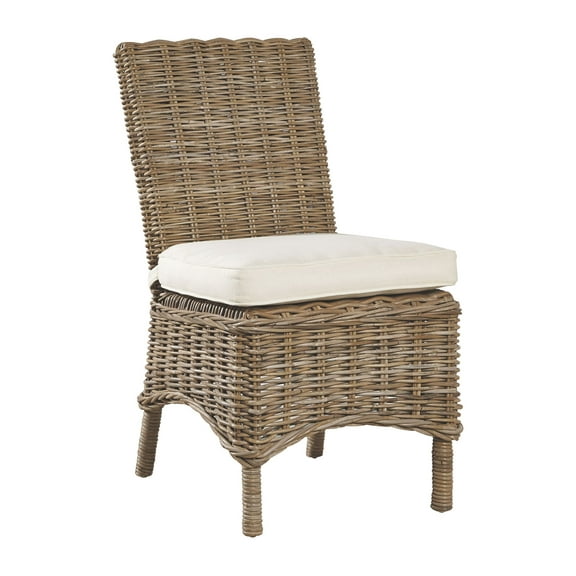 Key Largo Savannah Woven Kubu Side Dining Chair with Muslin Cushion