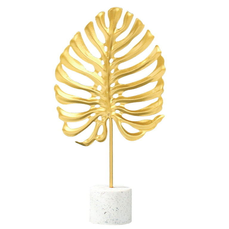 OUNONA Ornament Monstera Iron Leaf Statue Desktop Gold Leaves Decorations  Home Decortablecraft Funny 