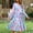 001 Sky Blue, variant on Women's Floral Print A-Line Dress Long Sleeve Crewneck Loose Flowy Dresses Elegant Knee-length Vacation Casual Dress