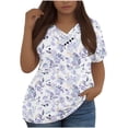 thumbnail image 1 of Fiudx Ofertas y Liquidaciones Top Plisado con Decoración de Botones y Cuello En V de Manga Corta para Mujer, Ropa Grande para Mujer (L-5Xl), 1 of 3
