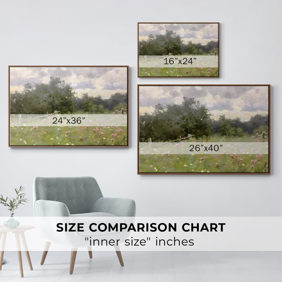 Vintage Landscape-CCLXIV By Wexford Home Framed in Walnut Wood Gallery Wrapped Canvas 27 in. x 41 in.