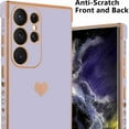 thumbnail image 6 of Dteck for Samsung Galaxy S23 Ultra 6.8 inch Case, Love Heart Plating Girly Women Cute Luxury Lens Protection Soft TPU Bumper with 4 Corners Shockproof Protection Cover Case, Purple, 6 of 7