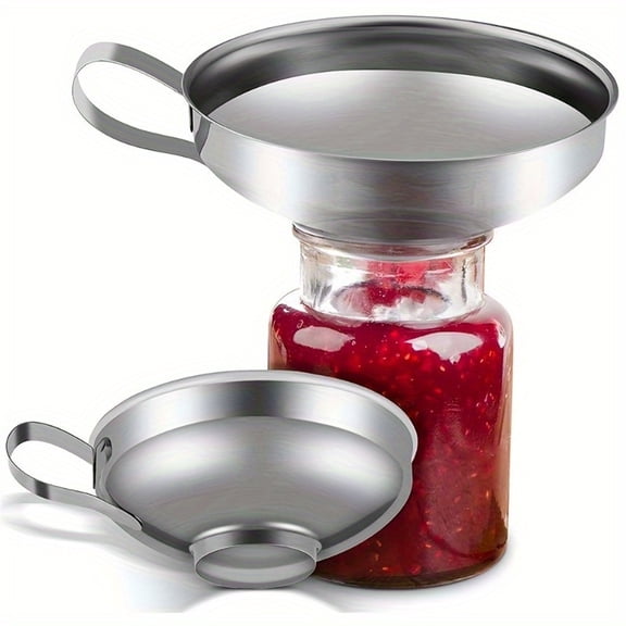 Lavish Cover Stainless Steel Wide-Mouth Funnel, 2PCS 4.13inch Diameter Funnels with Handle for Canning, Jam, Beans & Dry Ingredients, Dishwasher-Safe Kitchen Tool