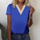 thumbnail image 1 of Fiudx Ofertas Flash Artículos En Oferta Blusa de Manga Corta con Retazos de Encaje y Cuello En V Estampado Informal a La Moda para Mujer, 1 of 5
