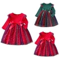 thumbnail image 5 of Gaexia Girls Christmas Dresses Gradient Star Mesh Dress Long Sleeve Party Formal Outfit Ages 1-7 Toddler Kids Winter Holiday Celebration Wear, 5 of 7