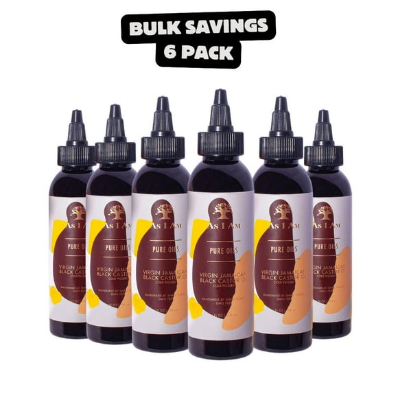 6 Pack - AS I AM Huiles Pures Huile de Ricin Noire Jamaïcaine (4oz)