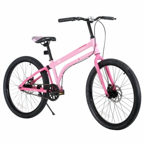 RAISTYW Women's Mountain Bike for 24 inch Wheels, Single Speed Women and Teens Bicycle with Shock Absorbing Front Fork for Outdoor Adventure, Pink