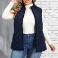 thumbnail image 6 of Plus Size Vest for Women Baeitkot Lightweight Quilted Zip Front Sleeveless Jacket with Pockets Casual Streetwear Navy XXXL, 6 of 7