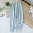 thumbnail image 2 of Tnhcen Women's Thin-Stripe Fleece Pajama Pants Warm Thermal Sleepwear with Pockets Elastic Waist Lounge Pants Home Wear M-XL Blue, 2 of 3