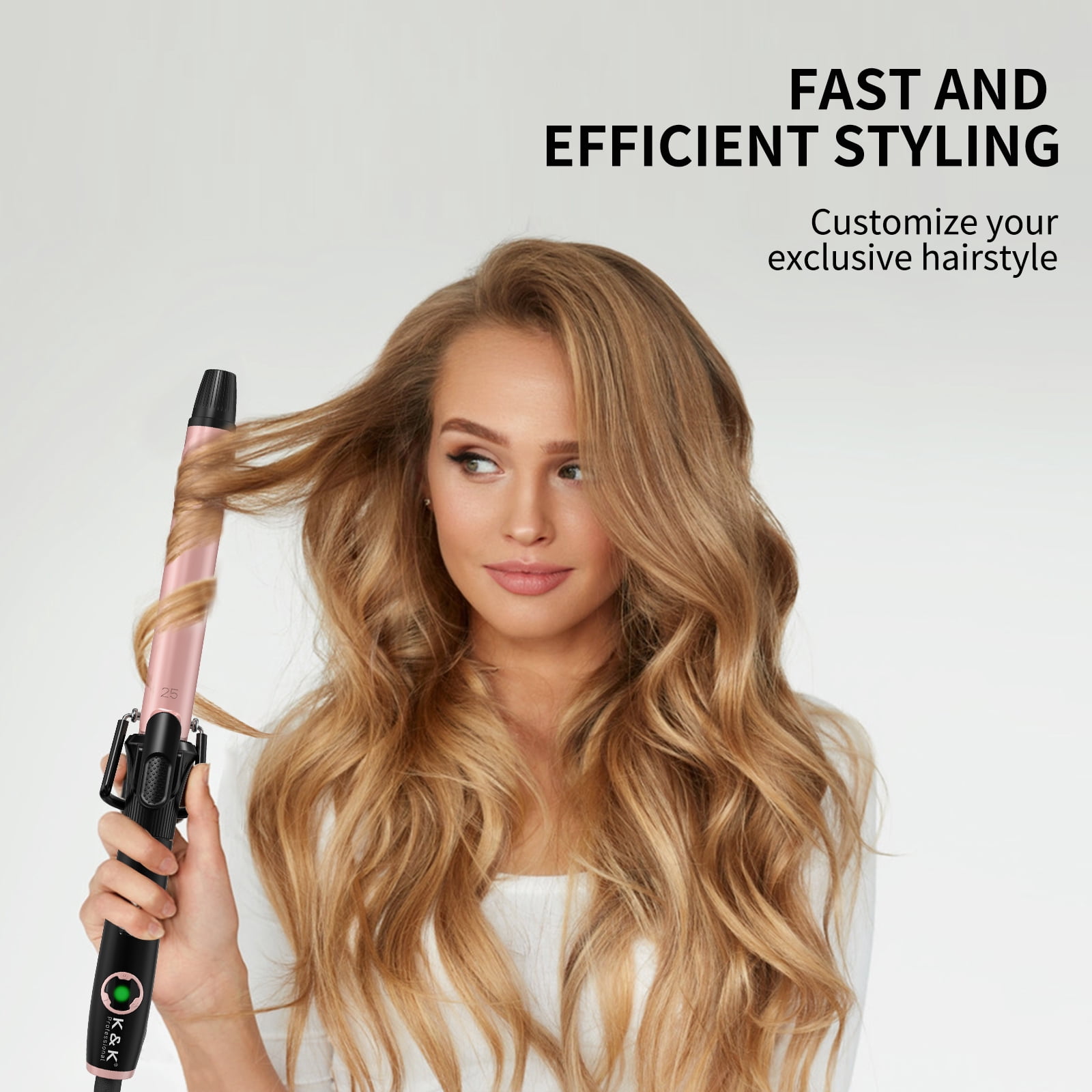 1 Inch Curling Iron with Clipped Tourmaline Ceramic Barrel Professional 1 Inch Hair Curler up to 450°F Dual Voltage for Traveling 60 Mins Auto Off Suit for Different