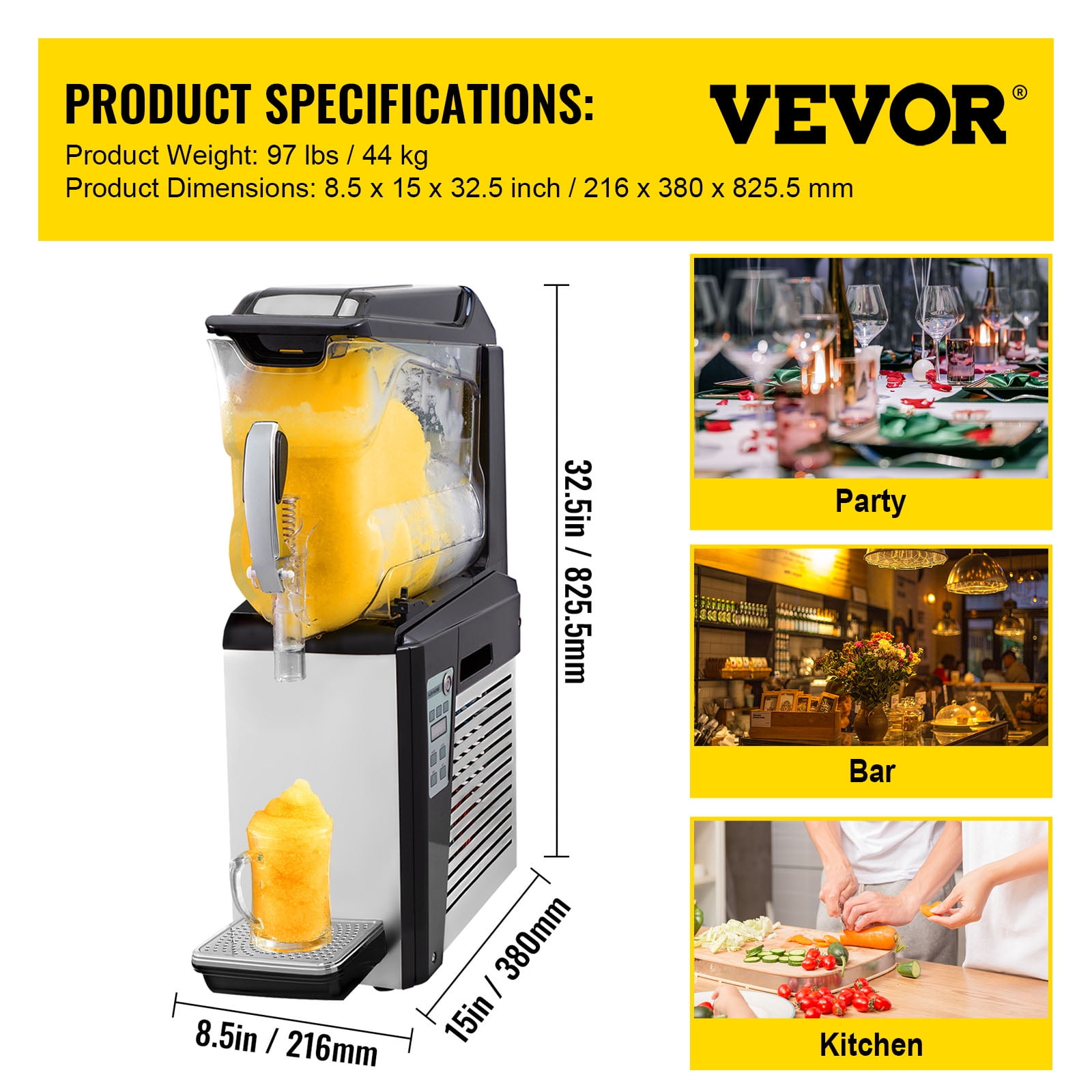 VEVOR Slushy Machine, 10L 1 Tank Slushie Machine for Home, 600W Commercial Slushy Machine, machine a slush for Frozen Drinks Automatic Clean