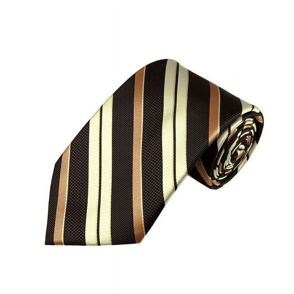 Cream / Copper w. Brown Multi-Repp Stripe X-Long Woven Necktie