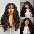 thumbnail image 2 of Middle Part Body Wave Human Hair Wig with Bangs for Black Women 3x1 Lace Wigs 210 Density, 2 of 5