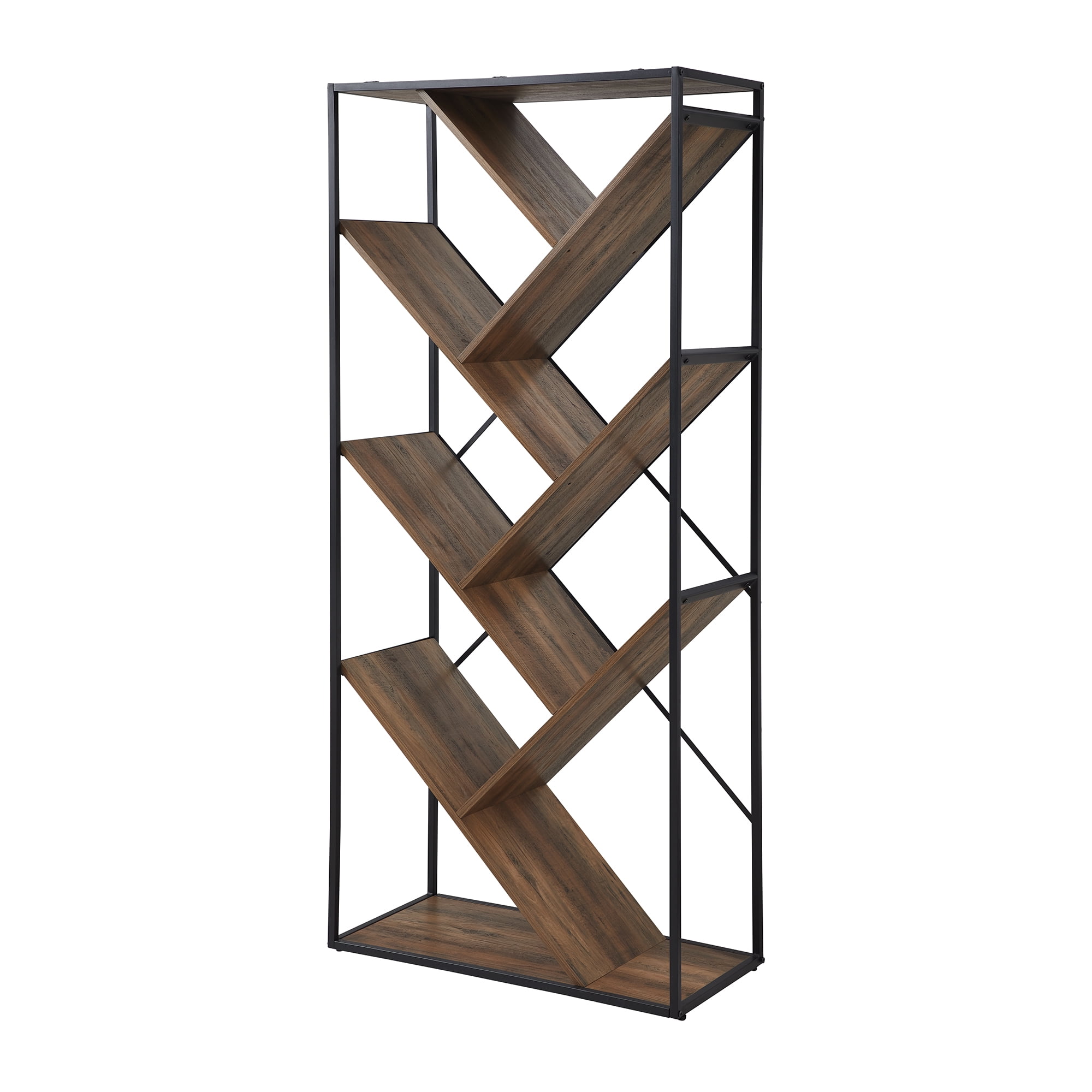 Manor Park Neil Modern Angled Bookcase, Reclaimed Barnwood