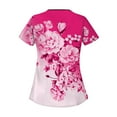 thumbnail image 3 of YDKZYMD Nurse Scrub Tops Uniform Womens Sets Plus Size Floral Flowers Workwear Graphic with Pockets Scrub Shirt Plus Size Jogger Nurse Uniform Scrub Tops Petite V Neck Short Sleeve Scrubs Hot Pink 2XL, 3 of 3