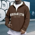 thumbnail image 1 of MHFRRA Sudadera con Capucha y Cremallera de Un Cuarto con Estampado de Letras, Cómoda y Casual, con Capucha y Cremallera Completa Interior Suave para Uso Diario y Actividades Al Aire Libre Marrón, 1 of 3