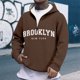 thumbnail image 1 of MHFRRA Sudadera con Capucha y Cremallera de Un Cuarto con Estampado de Letras, Cómoda y Casual, con Capucha y Cremallera Completa Interior Suave para Uso Diario y Actividades Al Aire Libre Marrón, 1 of 3