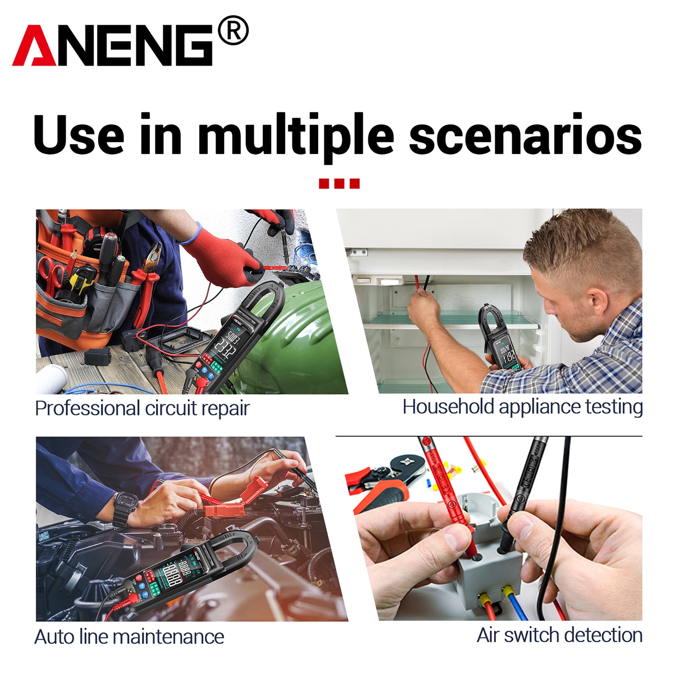Aneng ST212 Intelligent Digital Clamp Multimeter, 400A AC/DC Voltage Current Meter with NCV & Resistance Test