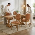 thumbnail image 6 of French Country Dining Chairs Set of 6, Caramel Kitchen & Dining Room Chairs, Faux Leather Kitchen Chairs, Tufted Upholstered, Wood Legs, Sillas De Comedor (PU, Amber, 6Pcs), 6 of 9