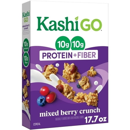 2 Pack - Kashi GO Protein Cereal, 10g Protein, 10g Fiber, Mixed Berry Crunch, 17.7oz Box (1 Box)