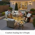 thumbnail image 2 of Ovios 8 Pieces Patio Furniture Outdoor Conversation Set Rattan Wicker Outside Sectional Sofa with Swivel Chairs & Solar Light Table, Gray, 2 of 9
