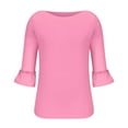 thumbnail image 5 of Wycnly Summer Tops for Women Blouses for Women Dressy Casual Flared Sleeve Plus Size Lightweight Comfy Pullover Blouses Casual Solid T Shirt Ladies Crewneck 3/4 Sleeve Tunic Top, 5 of 7