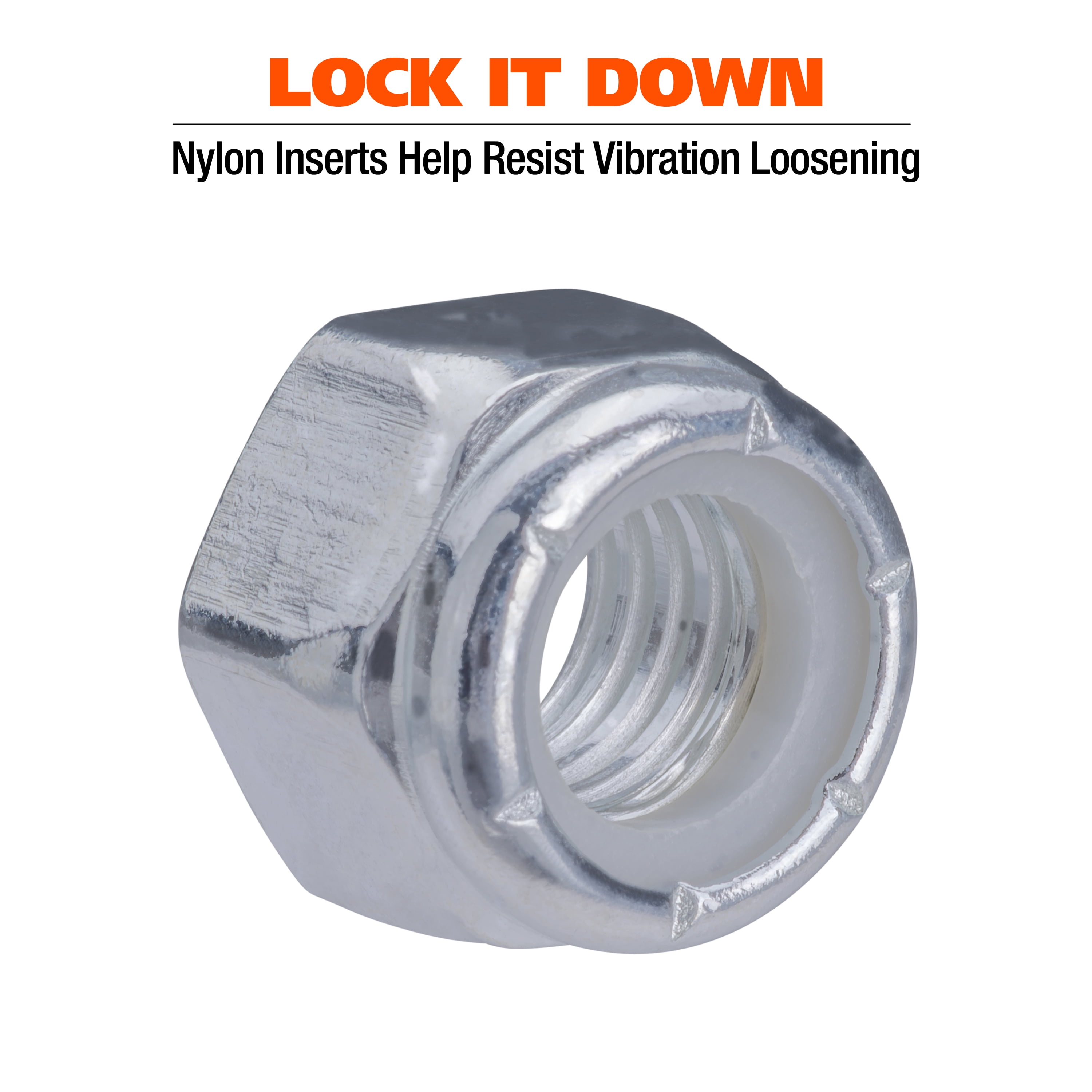 Great Neck Tools Nylon Lock Nut Assortment, 150 Piece Set