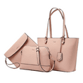 thumbnail image 5 of Premium Lux Details 3-Piece Leather Handbag Set for Women – Tote, Crossbody & Wristlet Purse – Elegant Designer Bags for Everyday & Travel Use Color Bikini Pink, 5 of 5