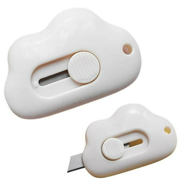 Mini Letter Opener Cloud Shaped-Retractable Box Cutter Utility Paper Envelope Slitter with Key Chain Hole|Portable Cute Stationery Supplies for Office and Home Use