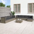thumbnail image 1 of vidaXL 9 Piece Garden Lounge Set with Cushions Grey Poly Rattan, 1 of 5