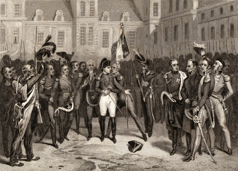 Goodbye At Fontainbleau Napoleon Bonaparte 1769-1821 Emperor Of The French Returns To Fontainbleau After His Defeat At Waterloo Drawn By H Vernet Engraved By R Bell Canvas Art - Ken Welsh Design Pics