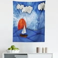 thumbnail image 1 of Nautical Tapestry, Sailing Ship with Sun and Clouds in Mist Water with Waves Funky Art, Fabric Wall Hanging Decor for Bedroom Living Room Dorm, 5 Sizes, Blue Orange White, by Ambesonne, 1 of 1