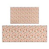 Pink Christmas Gingerbread and Tree Pattern Kitchen Rugs Sets Of 2,Anti Fatigue Kitchen Mat Rugs Non Slip Washable,Decorative Kitchen Floor Mats for Kitchen,Sink,Laundry,17"x30" 17"x47"