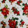 thumbnail image 6 of Christmas Floral Poinsettia and Holly Mistletoe Polyester Cotton Decorative Tablecloth, 6 of 8