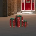 thumbnail image 2 of Northlight Set of 3 Lighted Tall Red Gift Boxes with Green Bows Christmas Outdoor Decorations 18", 2 of 4