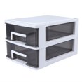 thumbnail image 2 of Plastic Household Double-layer Storage Cabinet Drawer Type Closet Portable Multifunction Dustproof Storage Rack Organizer Furniture (White Frame and Transparent Black), 2 of 6