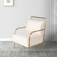 thumbnail image 6 of Reno 25 Inch Modern Accent Chair, Loose Pillow Back, White, Gold Frame, 6 of 6