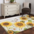 thumbnail image 3 of Area Rug for Living Room, Yellow Sunflowers Non-Slip Indoor Large Carpet for Bedroom/Dining Room, Vintage Country Flowers Butterfly Wood Board Washable Low-Profile Floor Mat Runner Rugs - 2.7 x 5 Ft, 3 of 8