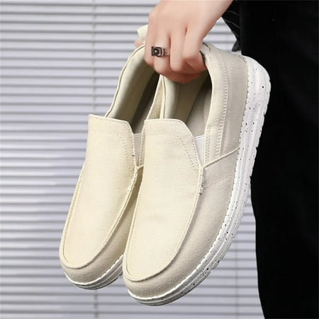 

New Men s Canvas Shoes Breathable Platform Comfortable Designer Loafers Shoes Lightweight Casual Lazy Shoes Sneakers Men 2024 Beige 47