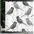 thumbnail image 4 of Ambesonne Grey Shower Curtain, Birds and Floral Patterns, 69"Wx70"L, Grey White Black, 4 of 5