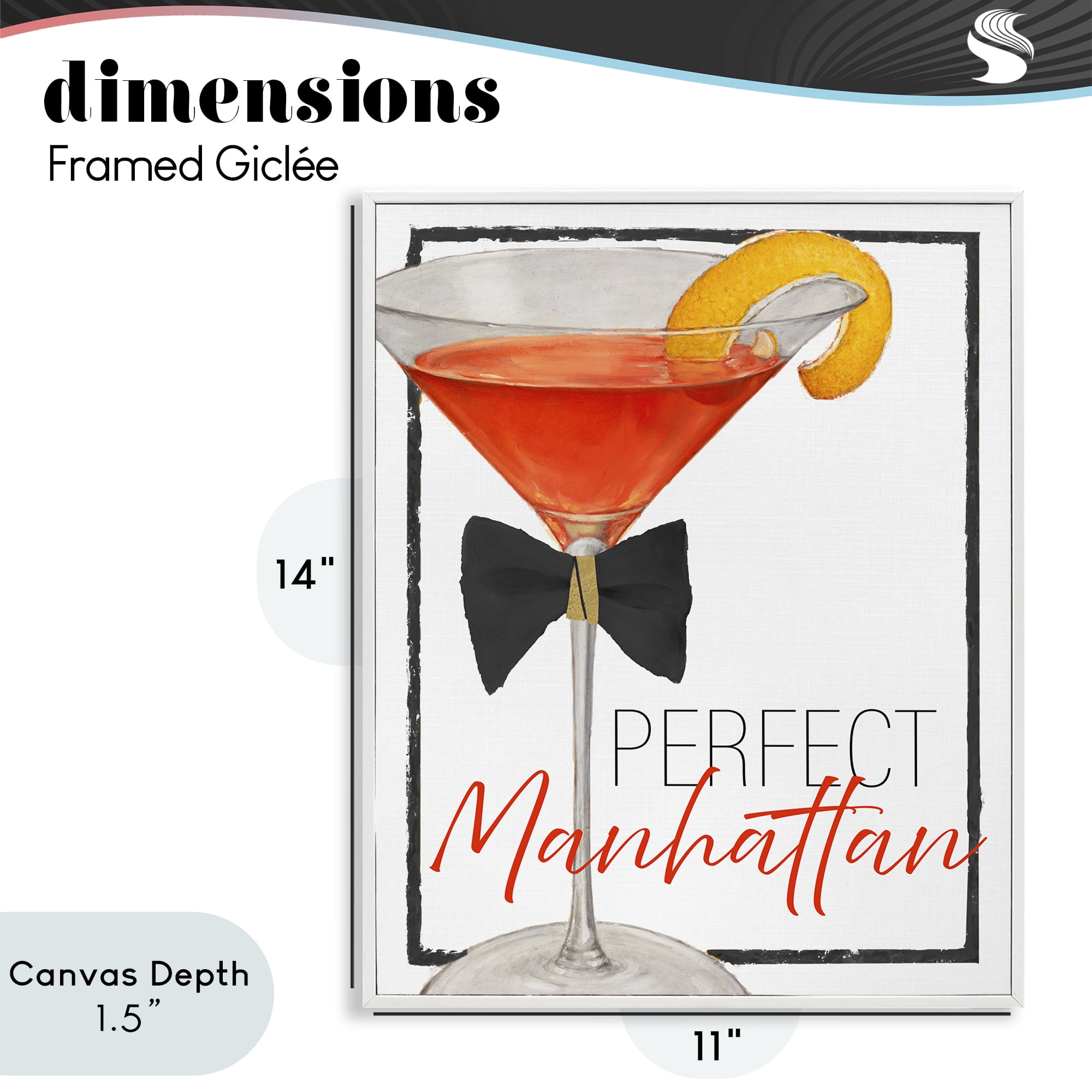 Stupell Industries Perfect Manhattan Cocktail White Framed Giclee Art, design by Lorenzo Collective