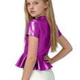 thumbnail image 3 of Amidoa Basic Girls T Shirts Cute Solid Summer Crewneck Tops Casual Kids Tees Purple,7-8Years, 3 of 5